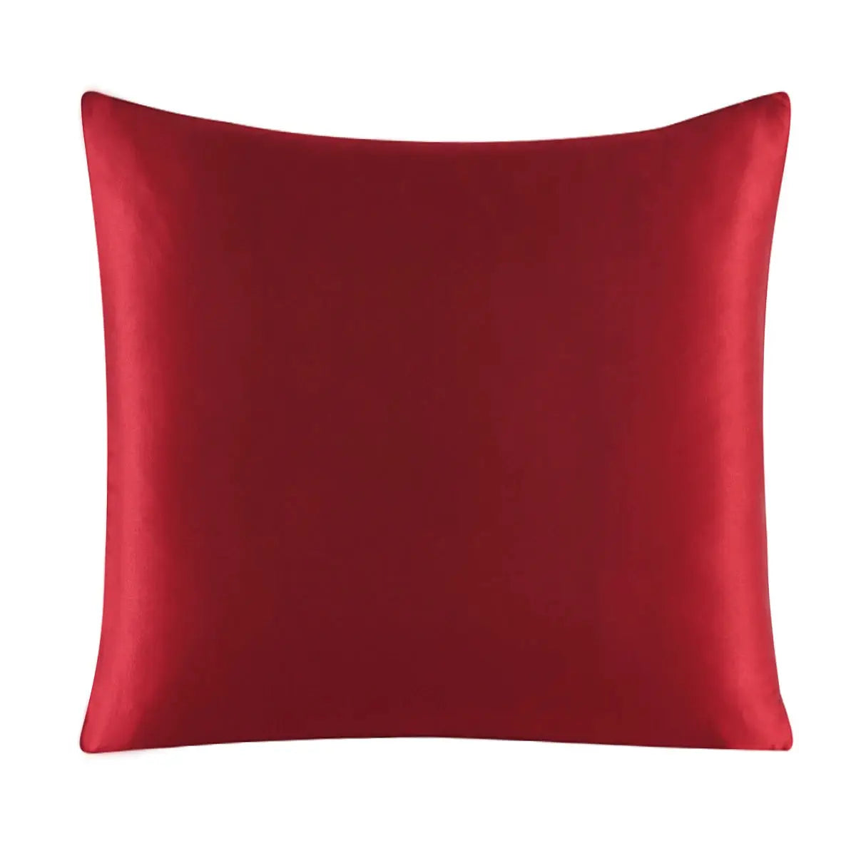 Red silk pillow cover with a silky smooth solid finish