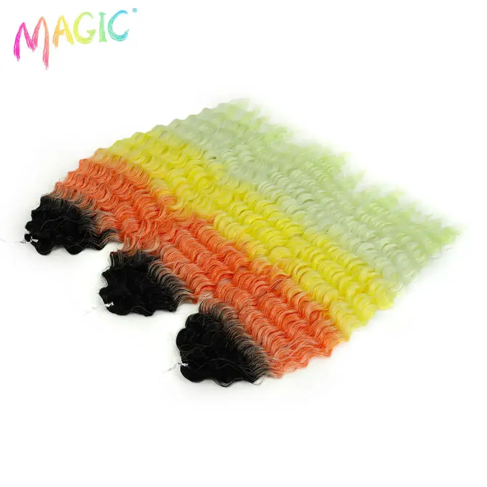 Magic Ariel Curl Water Wave crochet hair extensions, 5-pack, ombre blonde gradient, 22 inch, Simples Market
