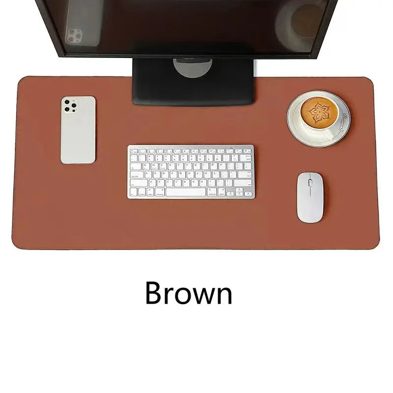 Portable Large Gaming Mouse Pad Waterproof Non Slip PU Leather Suede Desk Mat For Computer Keyboard White