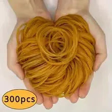 Yellow rubber bands set, 300pcs, 38mm diameter, natural rubber.