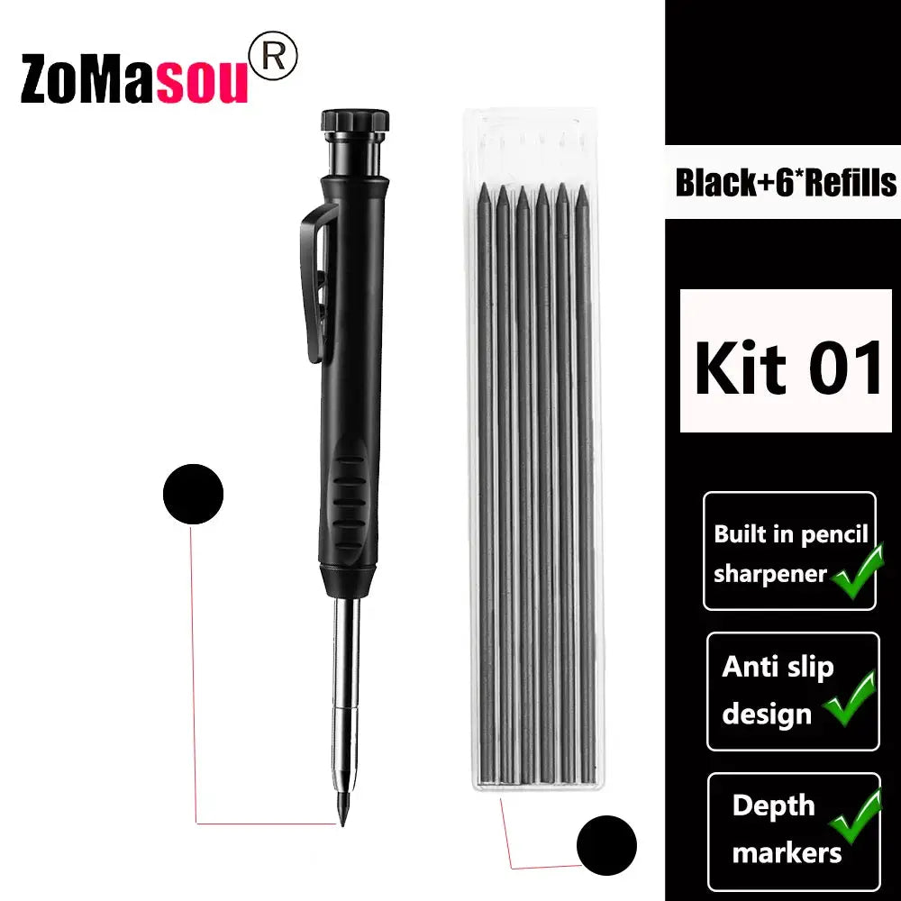 ZoMa sou Top Solid carpenter mechanical pencil kit with long head and six black refills
