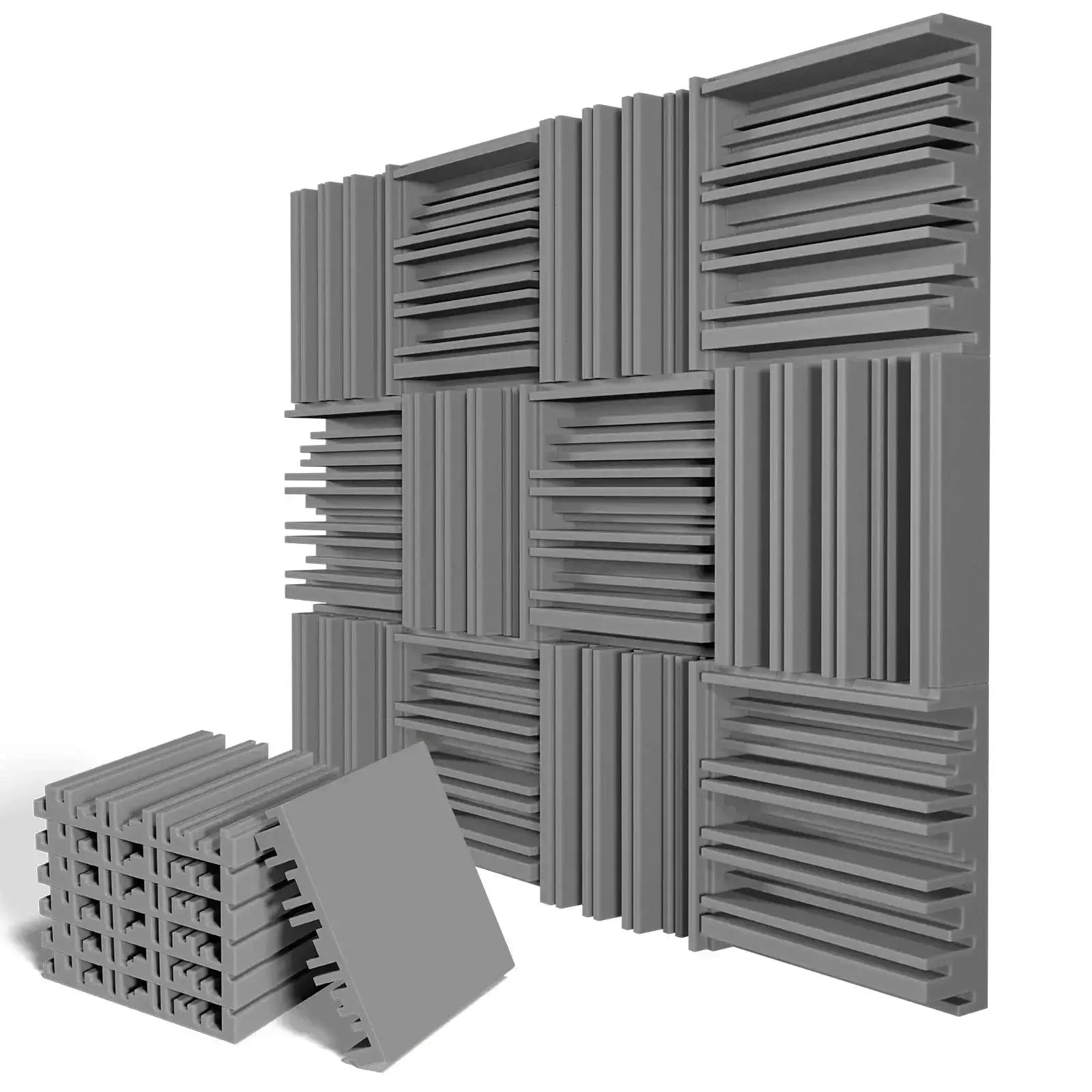 24-piece studio acoustic foam panels, 25x25x5 cm, black and grey for soundproofing by Simples Market