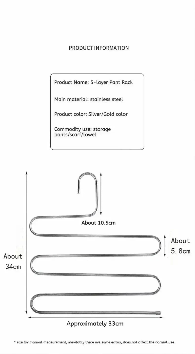 5-layer pant rack by Simples Market, stainless steel in silver color, for hanging pants, scarves and towels
