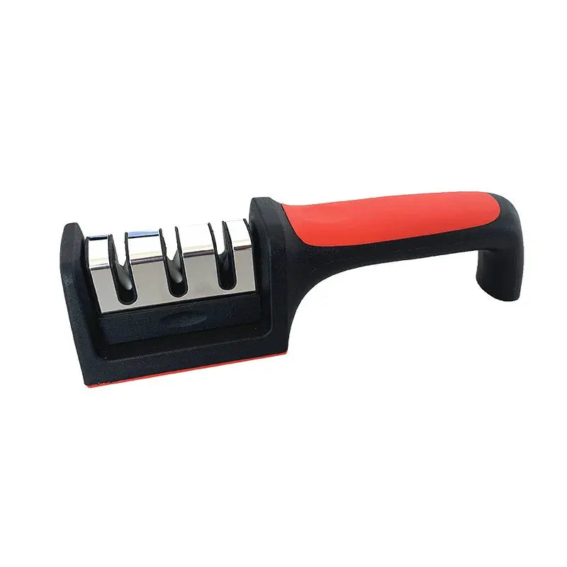 Kitchen Three Quarter Segment Knife Sharpener Stainless Steel Hand Held Sharpening Stone Black