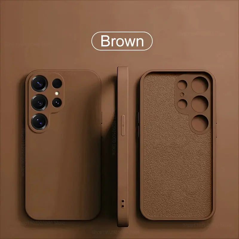 Phone case Simples Market S26/S25 Ultra – Brown liquid silicone, for Samsung Galaxy S26/S25/S24/S23/S22 Ultra