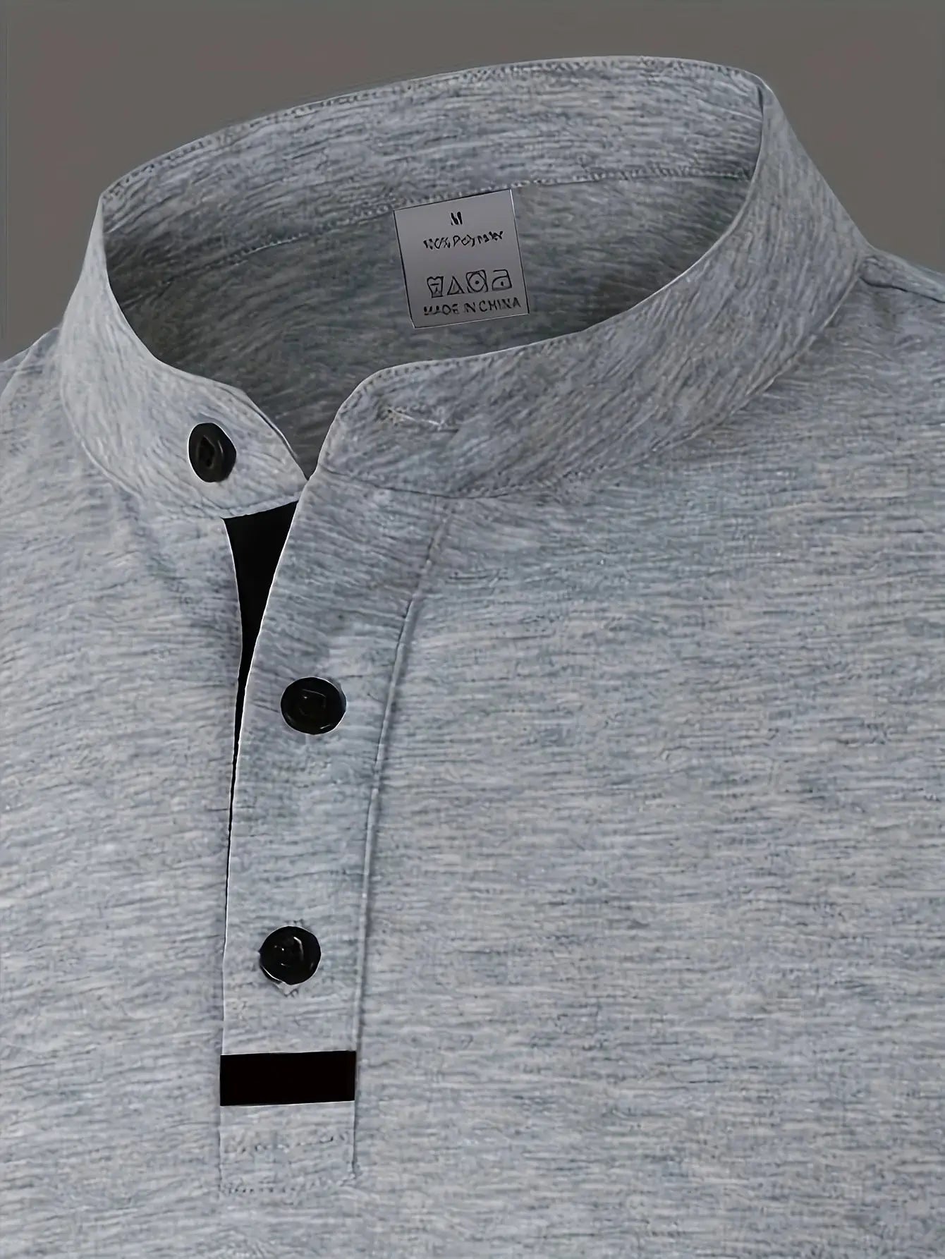 Simples Market men's light gray heather polo shirt with 3-button placket