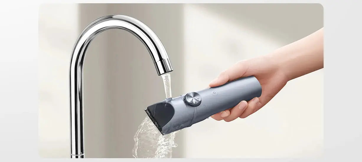 MIJIA Hair Clipper 2 cordless rechargeable trimmer with titanium alloy blade in gray-blue, Simples Market