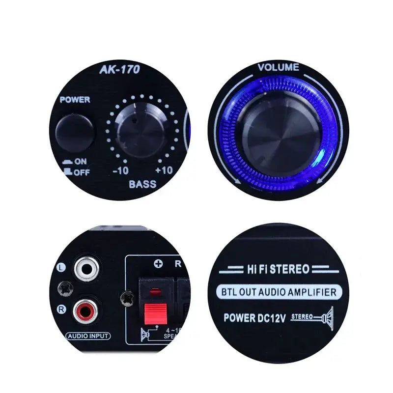 AK170 Mini Digital Power Amplifier 200W Per Channel Stereo Car Home Theater Blue LED Light For Club Party Music