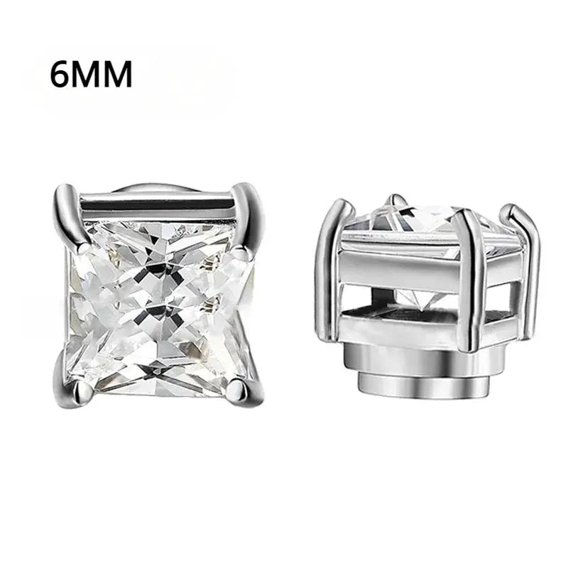 Crystal Magnetic Ear Stud Clip Earrings For Men And Women Unisex Non Piercing Punk Round Zircon Stainless Steel