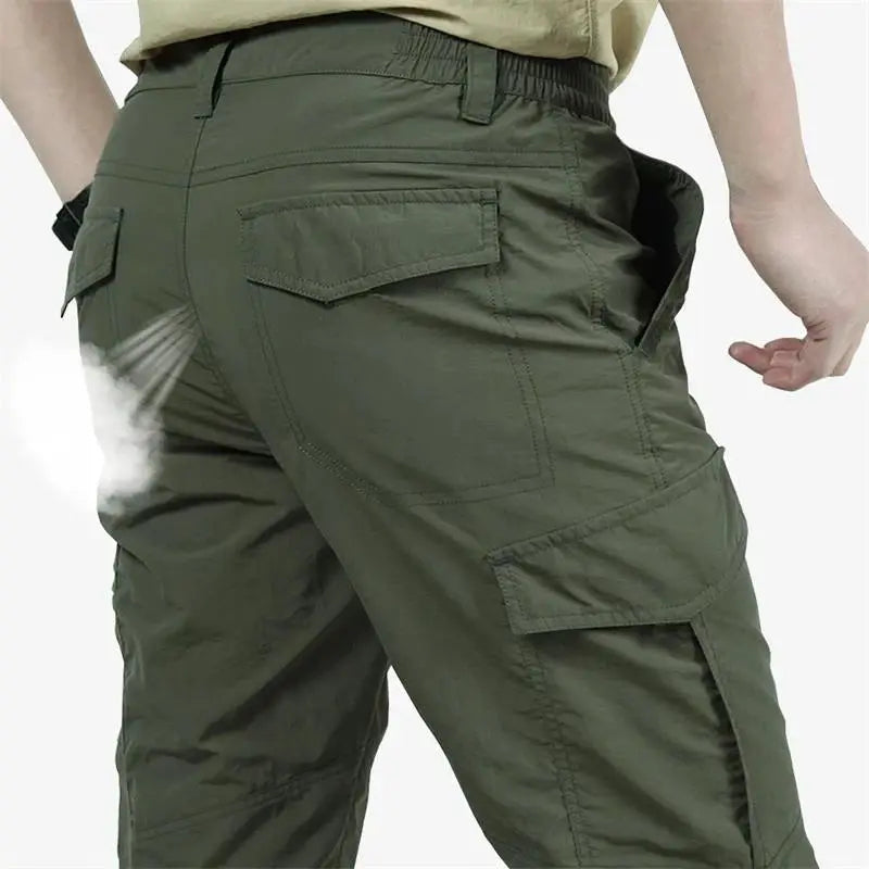 Cargo pants, olive green outdoor waterproof tactical cargo pants with back and side pockets