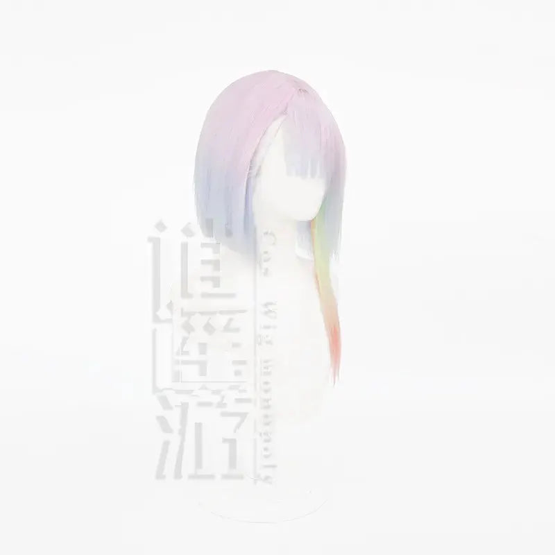 45cm Lucy Cosplay Wig multicolor gradient, heat-resistant with wig cap by Simples Market