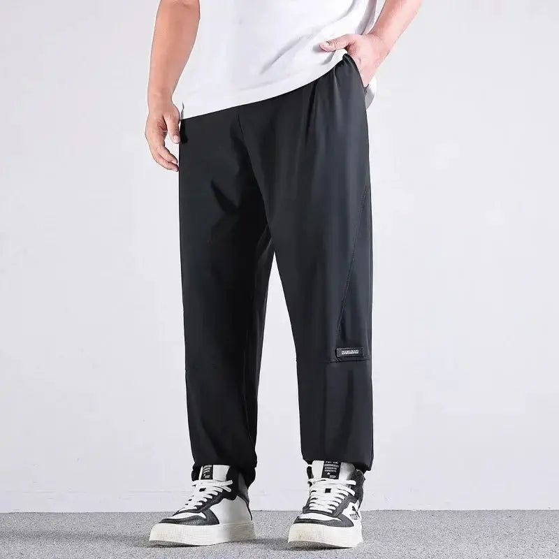Simples Market 10XL men's casual jogger pants, black, elastic waist, ankle cuffs, quick-dry fabric