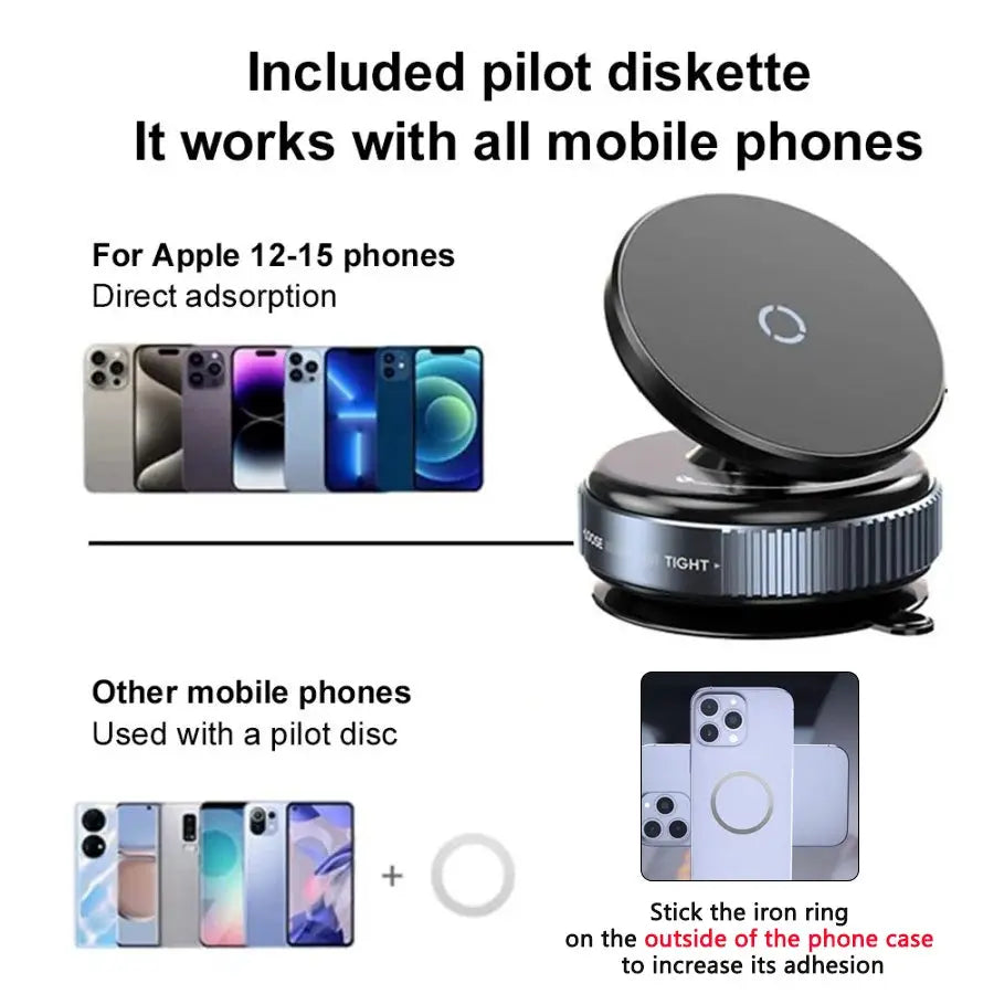 MagSafe Car Phone Holder Magnetic Vacuum Mount 360 Degree Rotation