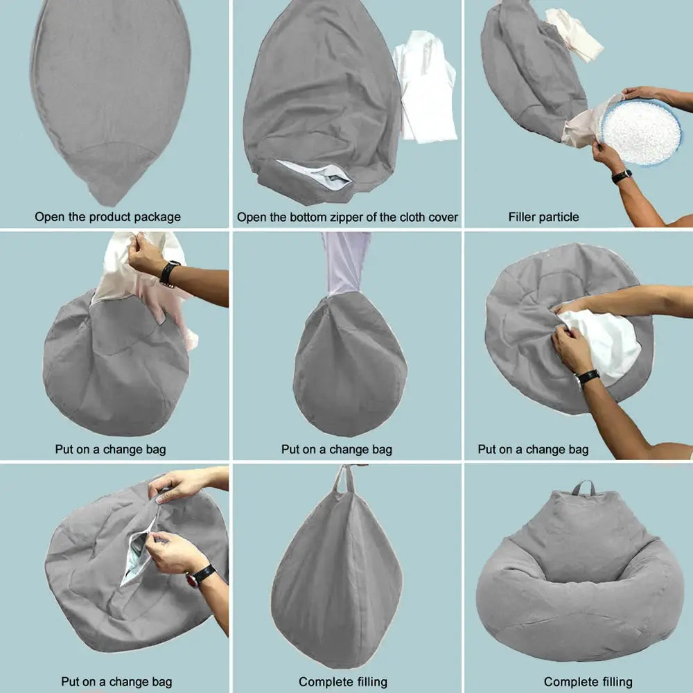 Simples Market gray bean bag cover for a large bean bag sofa
