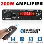 New 200W Bluetooth Amplifier MP3 WAV Decoder Board With USB FM Radio TF Card Slot DC 12V Car Audio