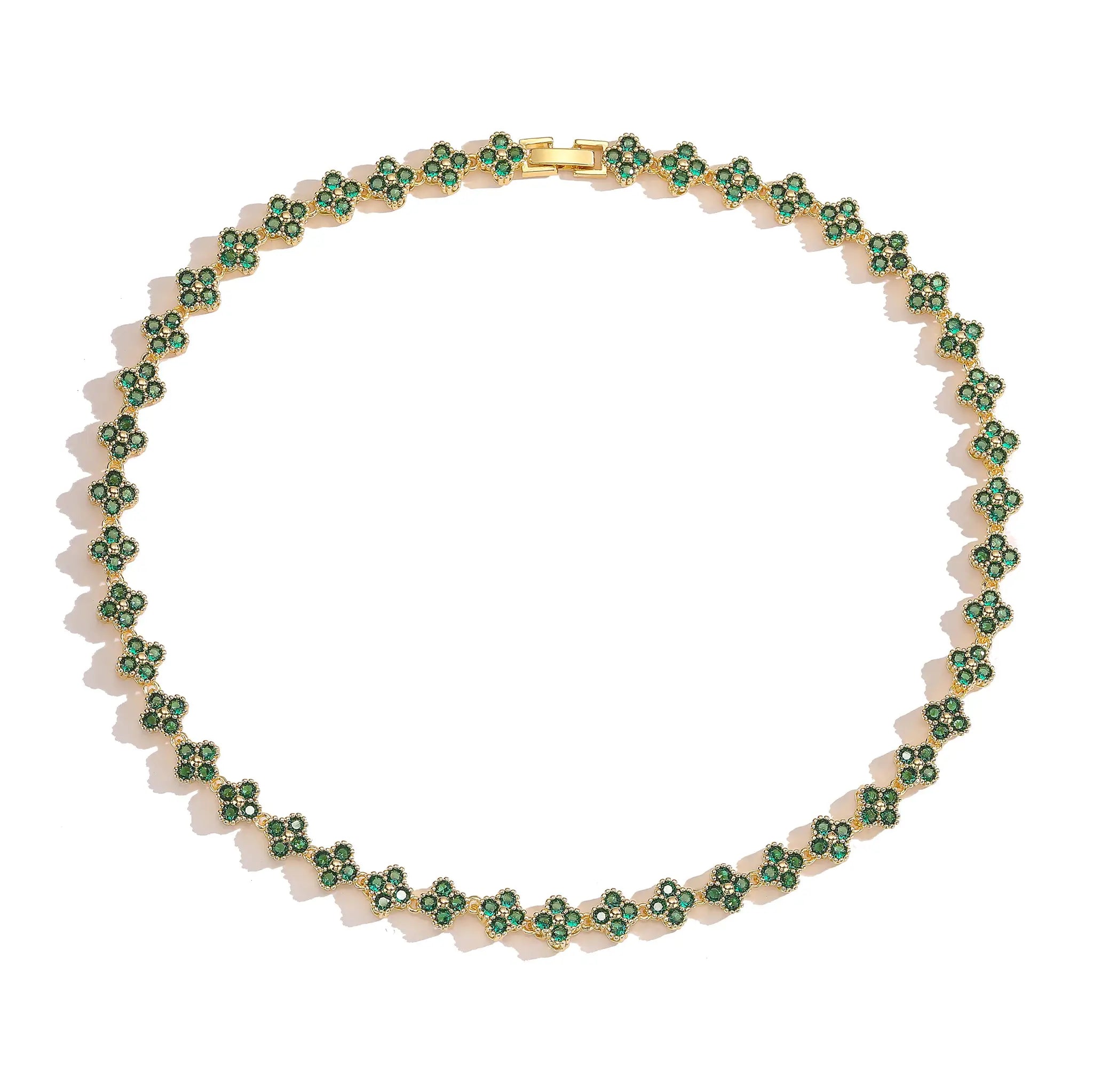 HECHENG AAAAA Brass 18K Gold Plated Flower Necklace And Bracelet Jewelry Set For Women Christmas Gift