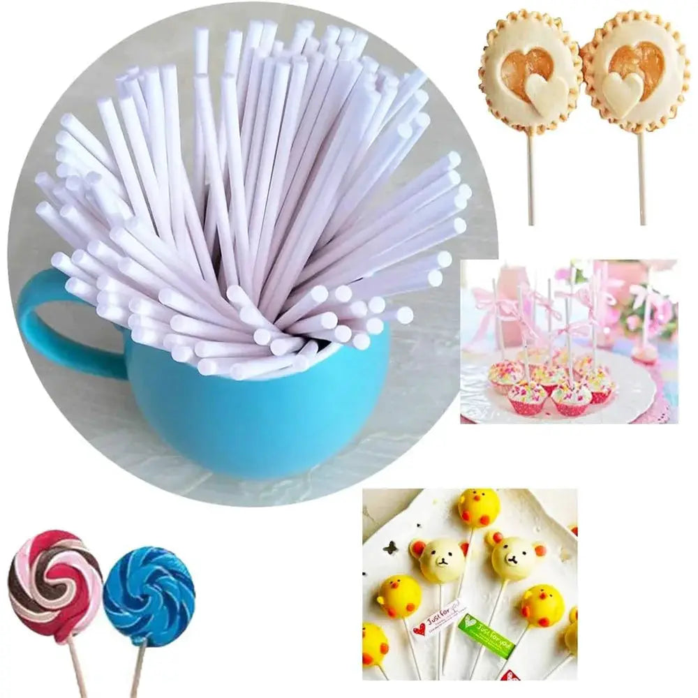 White Paper Lollipop Sticks Solid Core 20 To 1500 Pcs For Cake Pops Party Desserts Candy Making