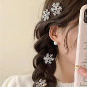 FrostFlair Glitter Snowflake Hair Clips 2 Pieces Festive Rhinestone Hair Accessories For Women
