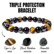 Natural Black Obsidian Hematite Tiger Eye Beads Unisex Bracelet for Magnetic Health Protection Soul Jewelry