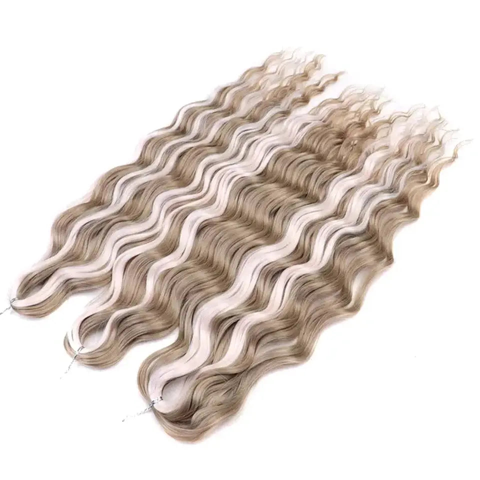 Noble Hair synthetic loose deep wave 24in braiding hair extensions, 6 ombre blonde water-wave bundles