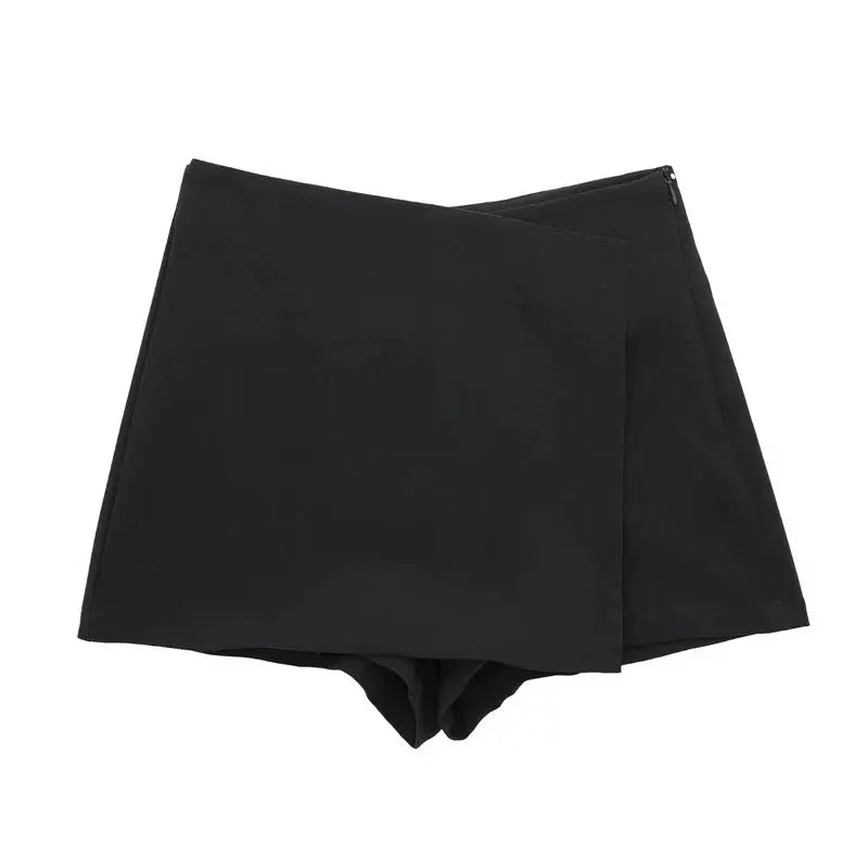 Womens 2025 Asymmetric Skort High Waist Black Skirt Shorts With Stretch Polyester For Women
