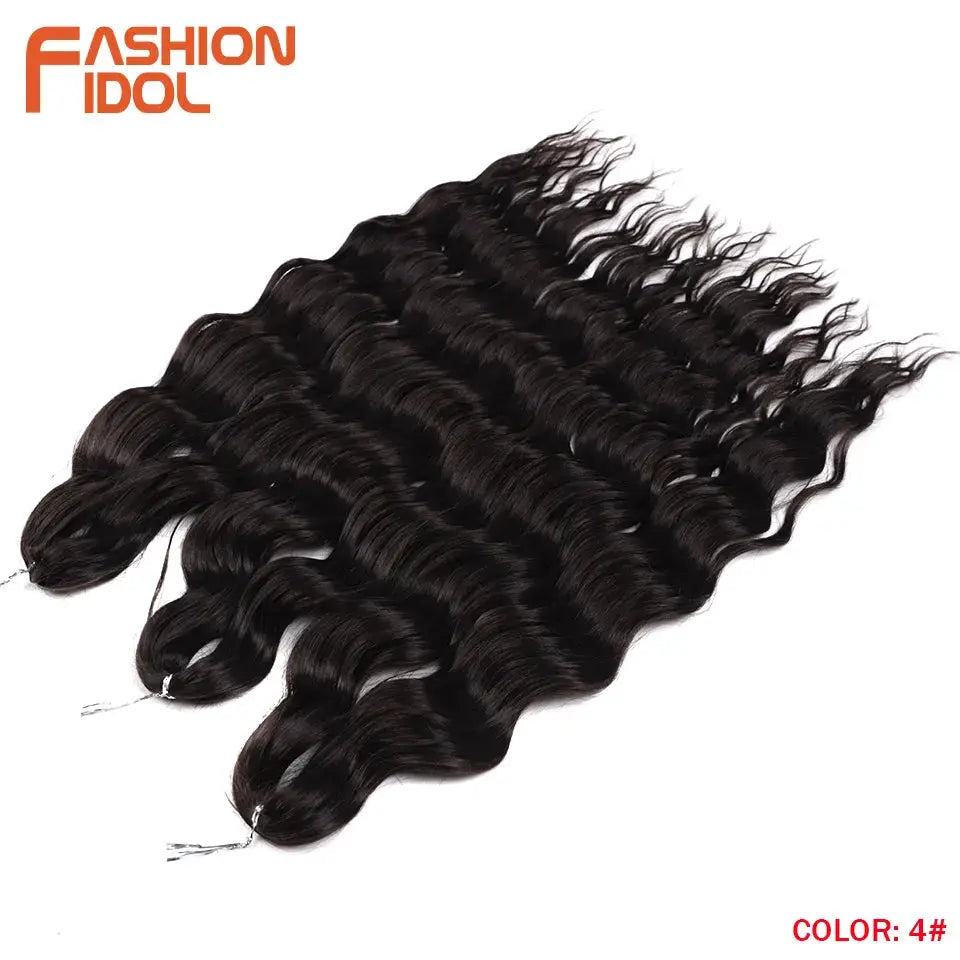 Anna 24in synthetic water-wave braiding hair extensions, color 4#, 5 bundles, Fashion Idol