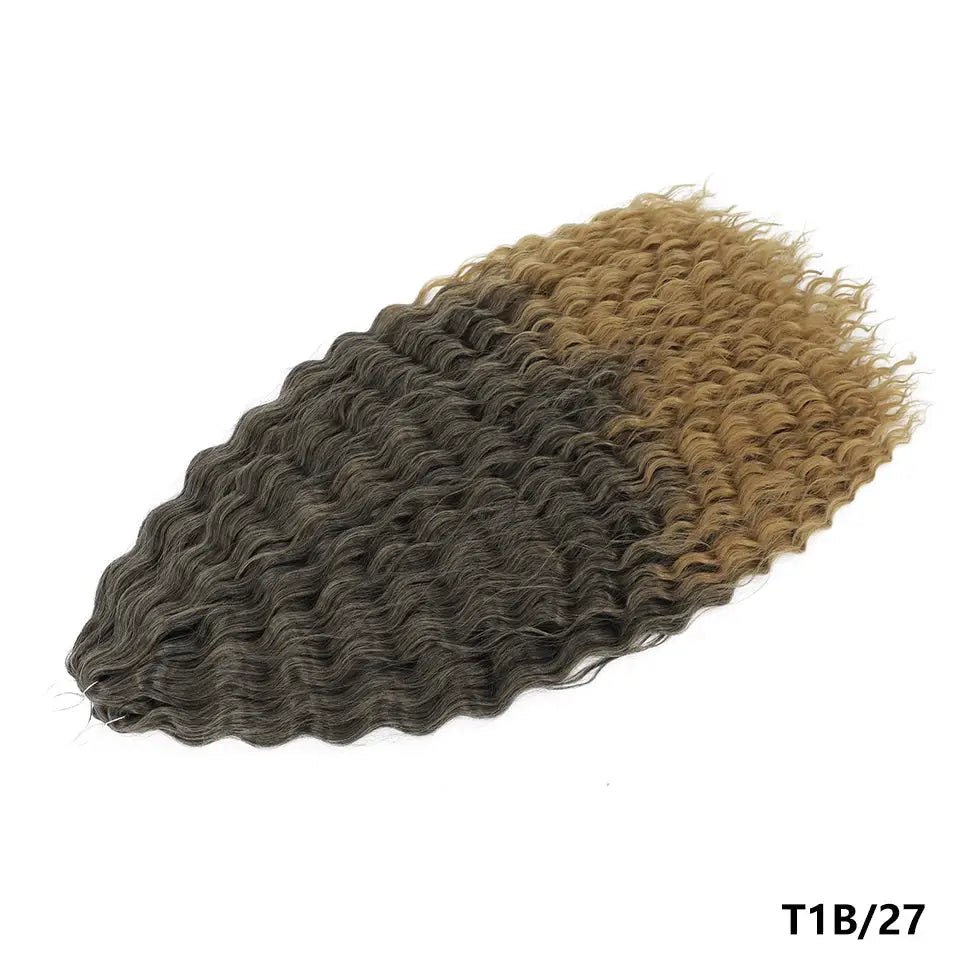 Ariel Curls crochet hair extensions with black to blonde ombre in water-wave texture (T1B/27)