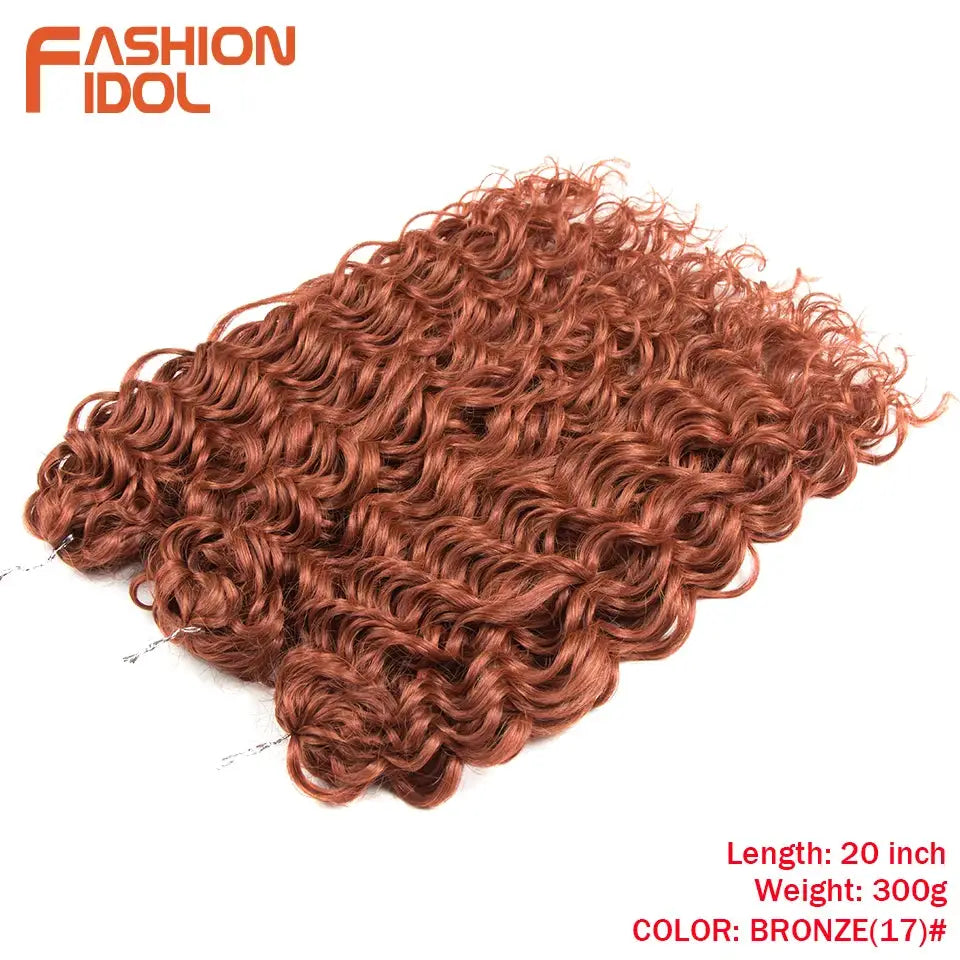 Jessica Hair deep wavy twist crochet hair extensions, bronze color, 20-inch, Simples Market high-temp fiber