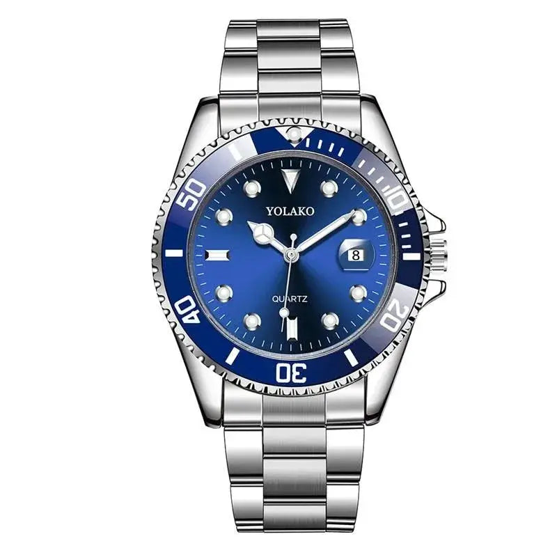 Ghost Sport Mens Quartz Wristwatch Green Dial With Full Calendar Steel Alloy Band For Business Casual