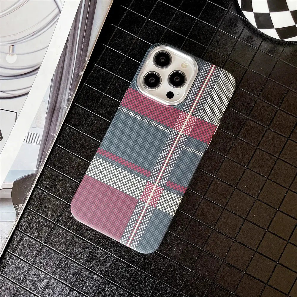 Colourful Kevlar Pattern MagSafe Case For iPhone 11 12 13 14 15 16 17 Pro Max Wireless Charging Cover