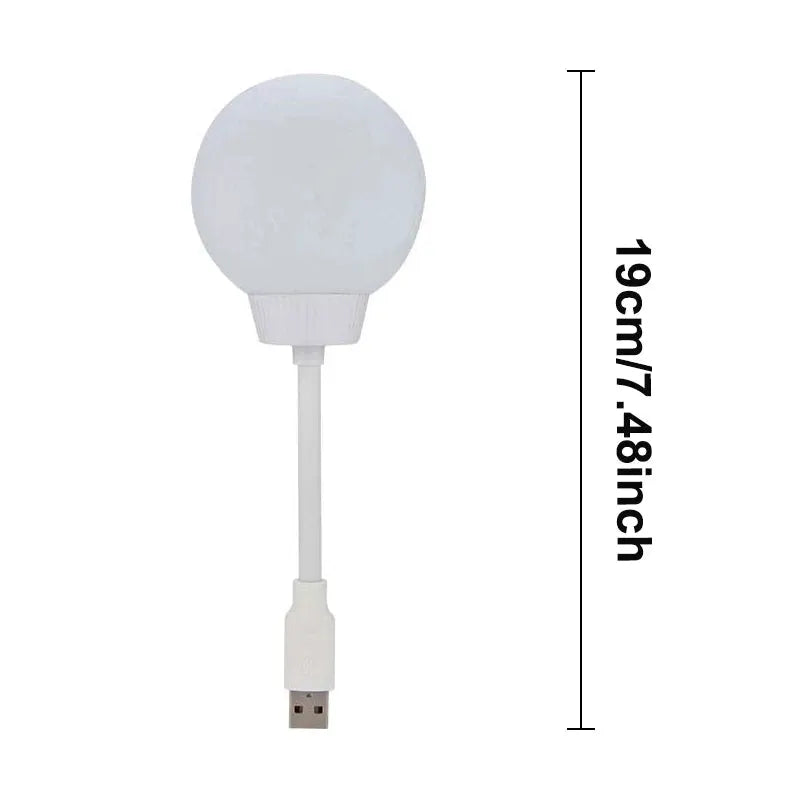 USB night light LED globe lamp by Simples Market, white plastic, 19cm tall