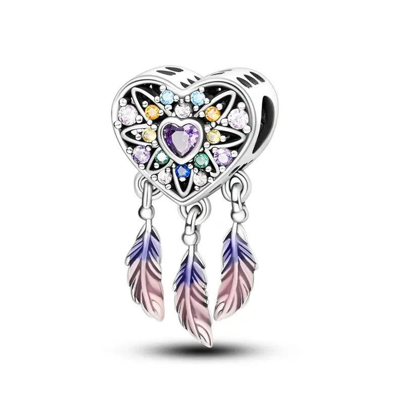 925 Sterling Silver Colorful Butterfly Dragonfly Feathers Charms Luminous Stars Pendants For Bracelets Fine DIY Jewelry