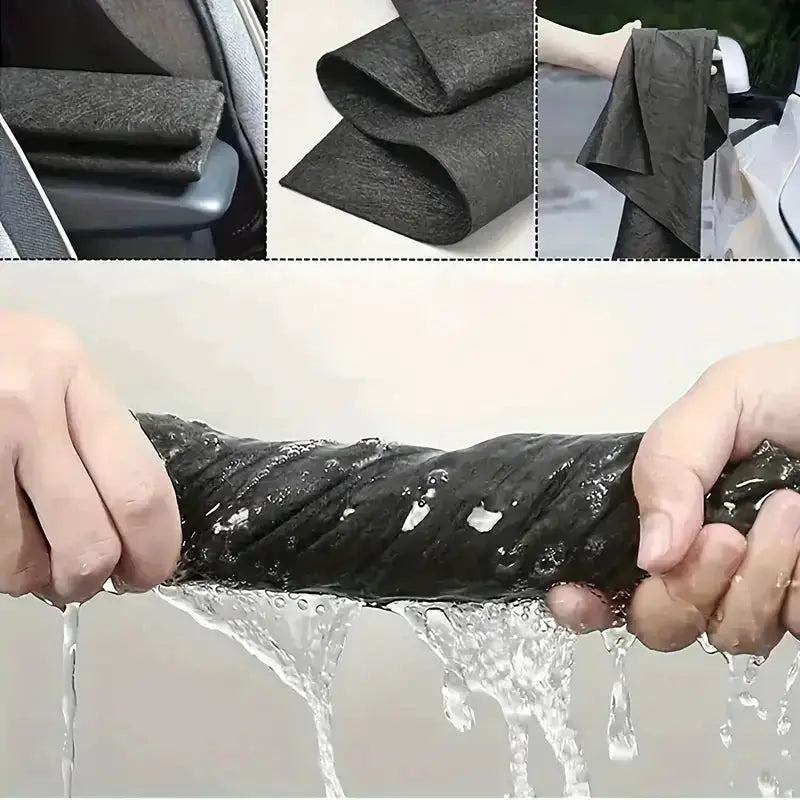 Simples Market Magic Glass Cleaning Cloth, thickened dual-sided towel for streak-free windows, black, reusable