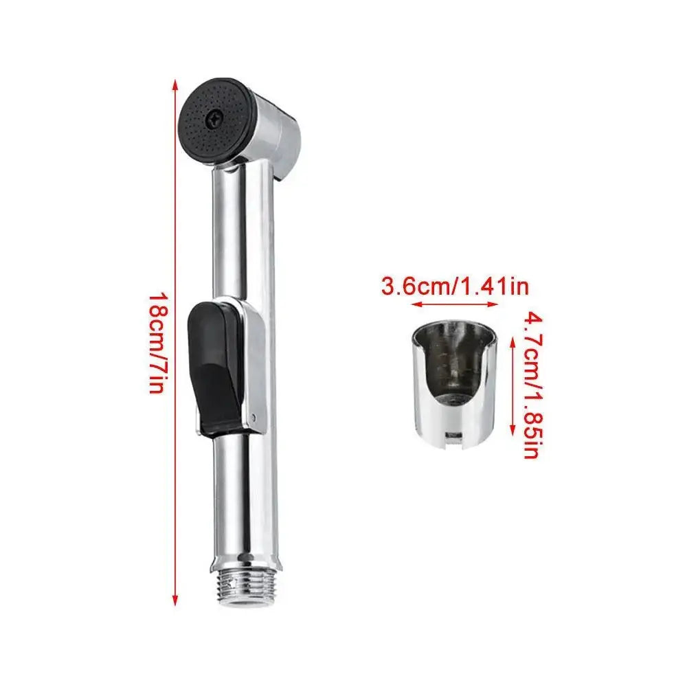 Simples Market 2-piece handheld stainless steel shower spray head and holder; adjustable bidet/douche kit