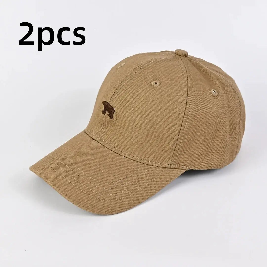 Bear Embroidered Baseball Cap Sun Protective Breathable Cotton Adjustable Unisex Casual Hat