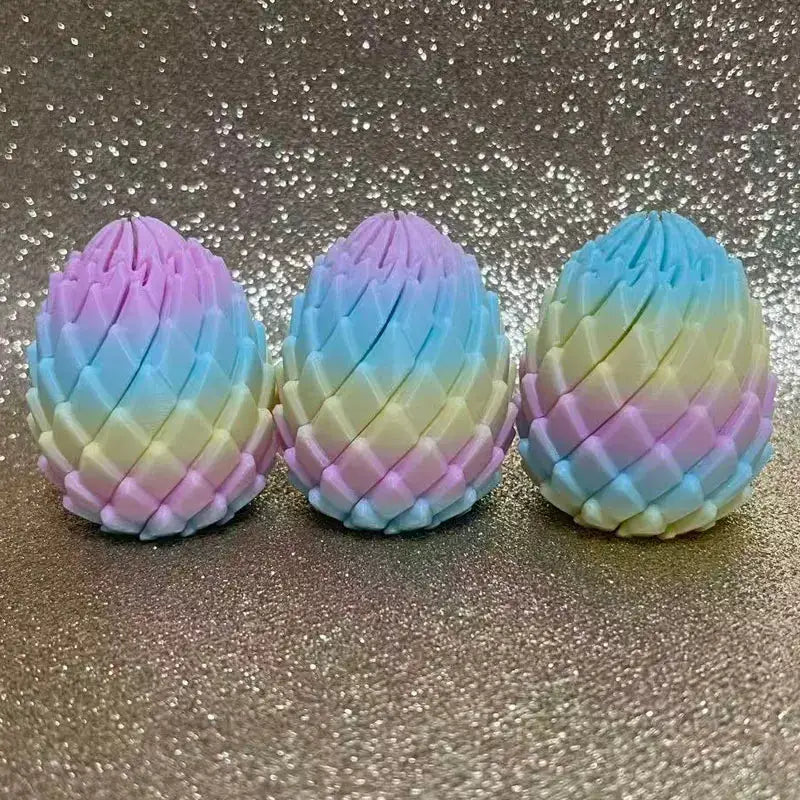 Dragon egg stress-relief twist toy, 3-pack, pastel rainbow gradient, deformable desk ornament