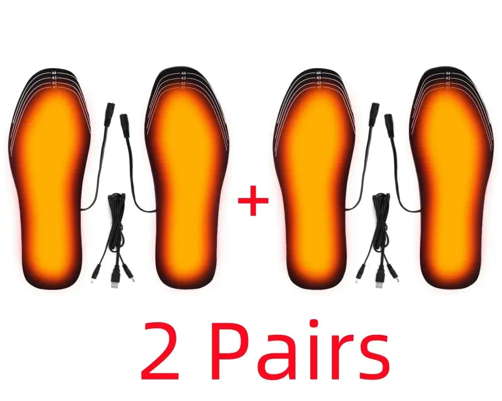 Simples Market USB heated insoles, orange foot warmers for shoes, 2 pairs with USB cables