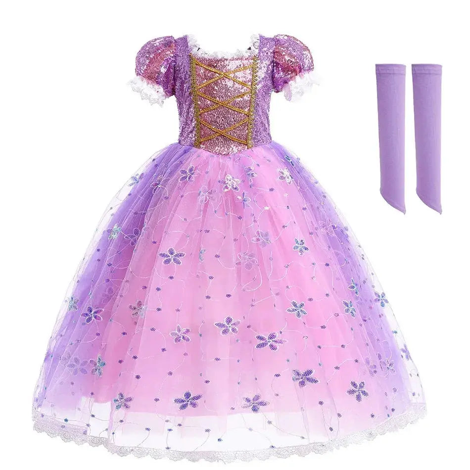 Girls Elsa Anna Rapunzel Jasmine Princess Dress Costume For Carnival Party Cosplay Halloween Christmas