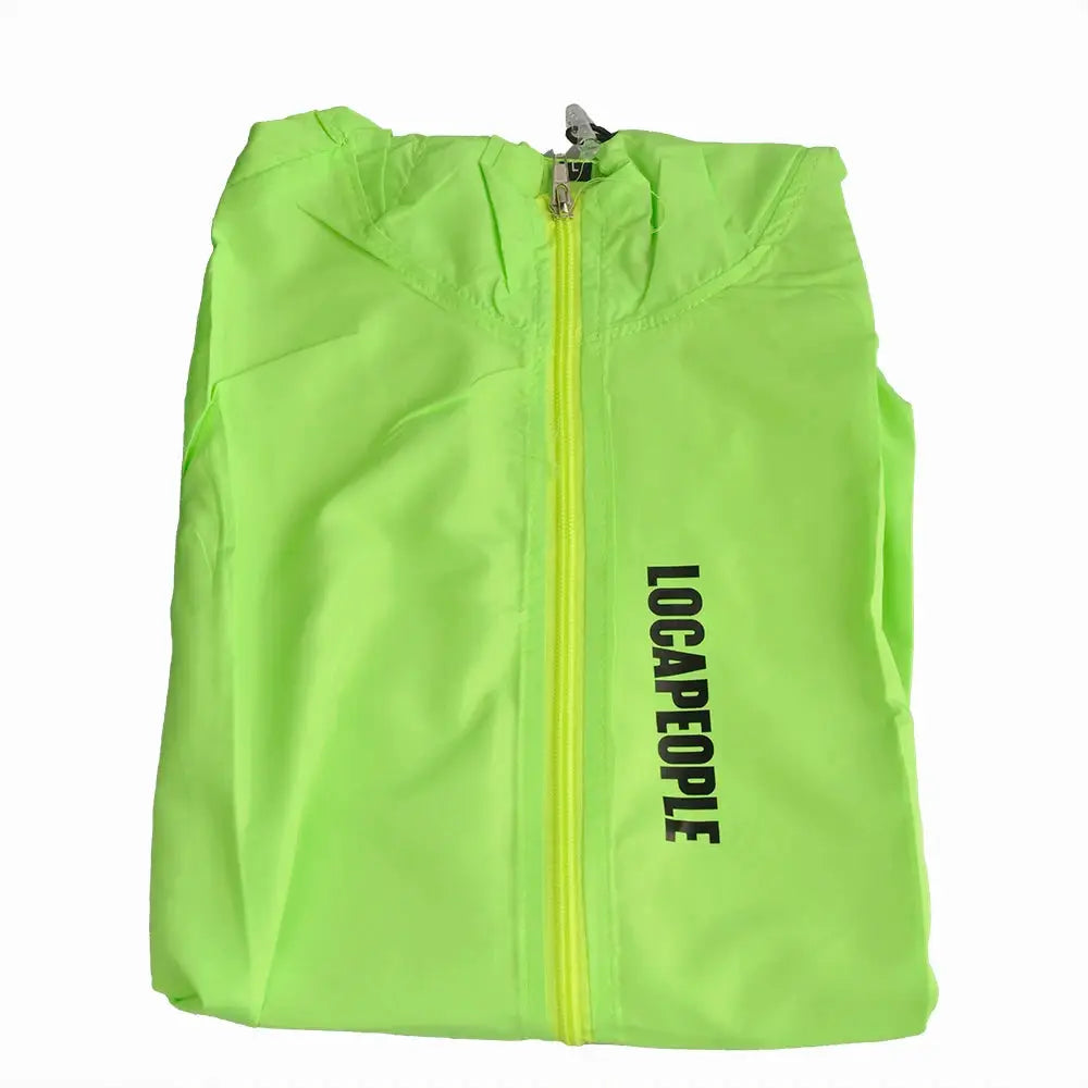 LocalPeople neon green windbreaker jacket with front zip for men, UV protection, outdoor cycling