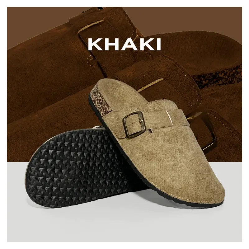 CozyPath Outdoor Slide Slippers With Flannel Upper Closed Toe Non Slip All Season Mens Womens Sandals