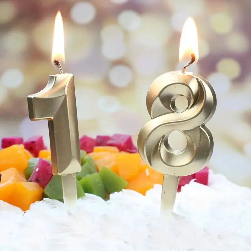 Creative Gold Diamond Number Candle Large 3D Birthday Cake Topper for Anniversary Celebration Age Decor