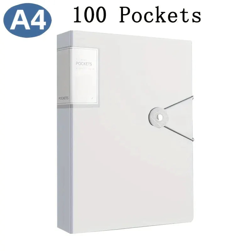 Simples Market white A4 100-pocket document binder with circular latch