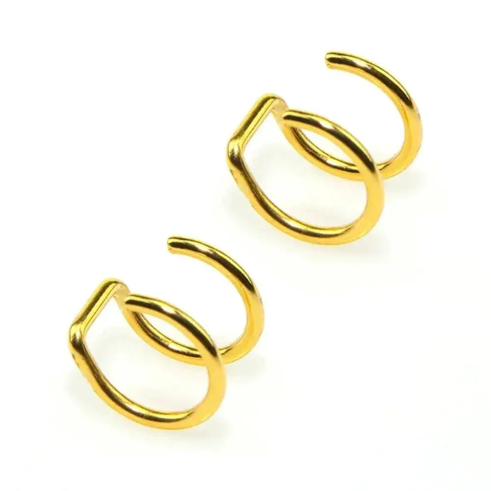2Pcs 316L Stainless Steel Fake Ear Piercing Jewelry Clip On Ear Cuffs Non Piercing Lip Ring Labret Rings For Women