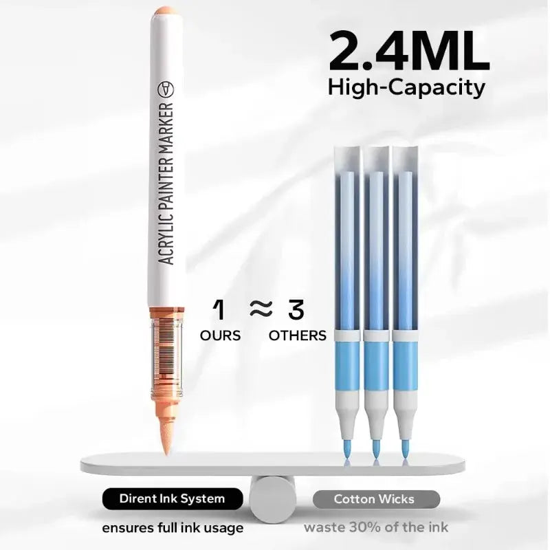 9PCS Acrylic Brush Pen Set with high-capacity 2.4ML markers for painting, drawing & sketching