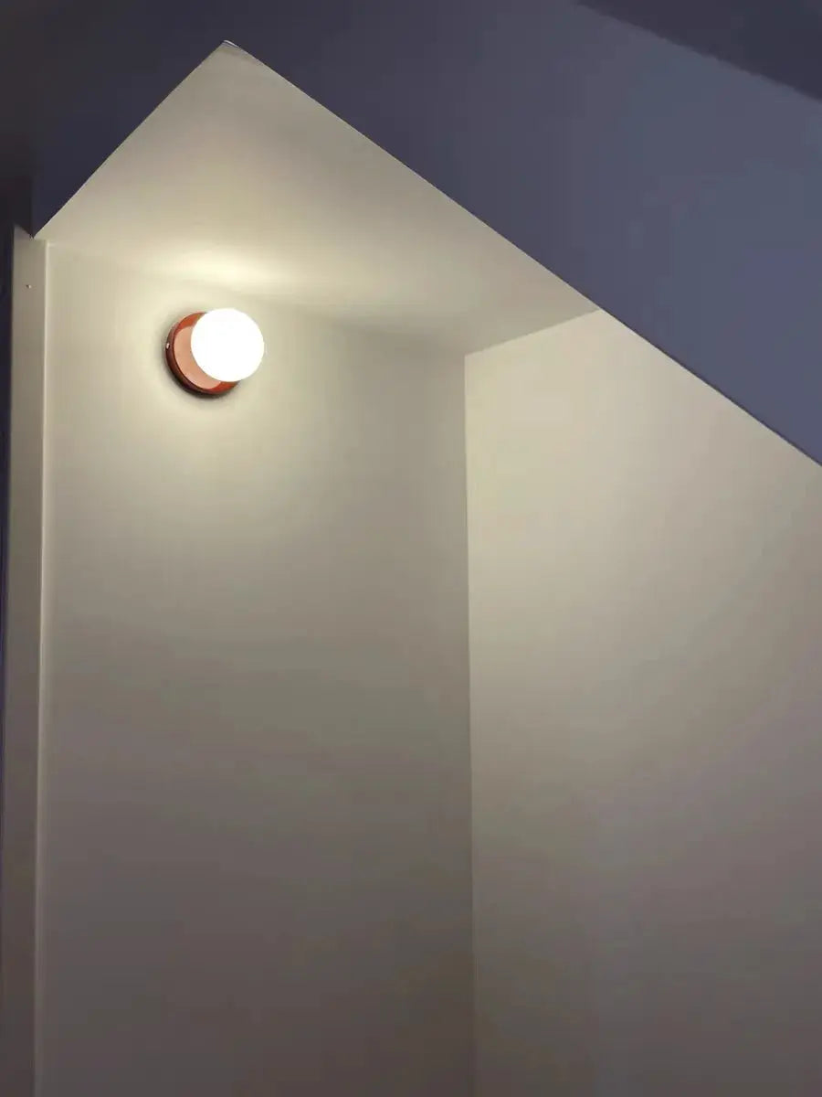 Macaron wall lamp with copper iron base and white plastic ball lampshade, modern home decor