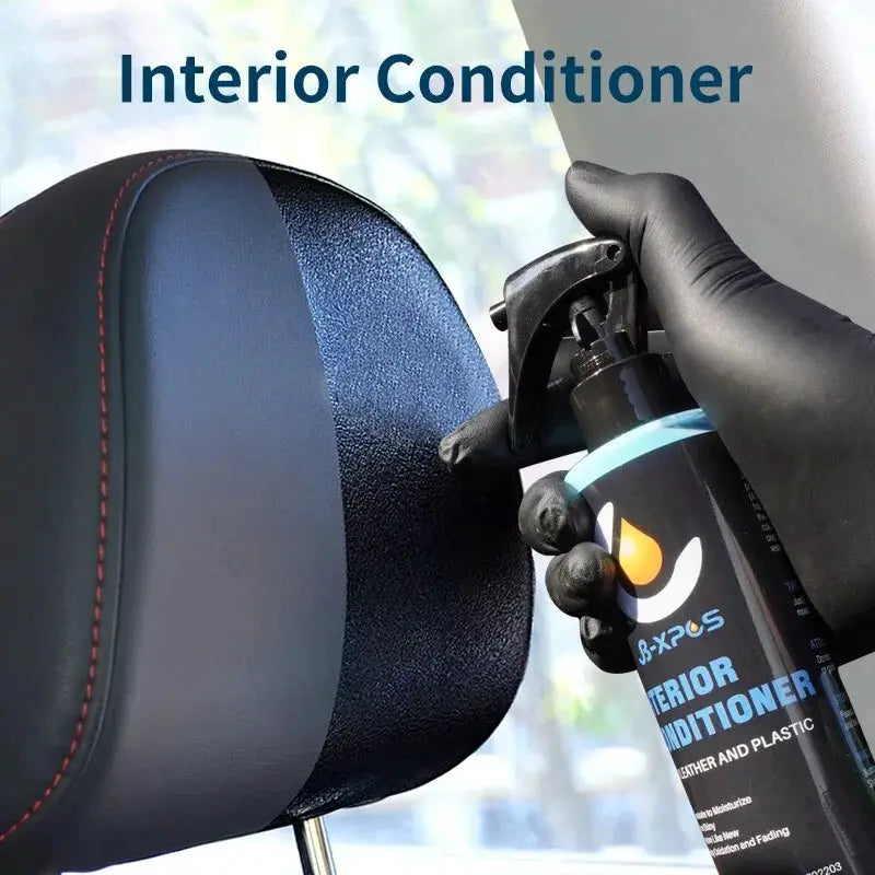 Interior Conditioner spray for leather and plastic; black bottle shown, Simples Market car care product