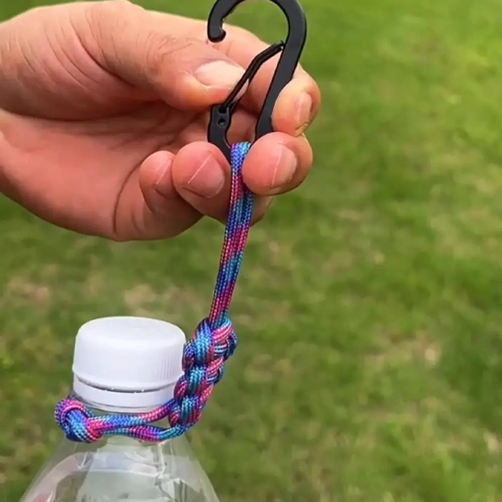 Outdoor water bottle buckle with blue-pink braided lanyard and carabiner, Simples Market