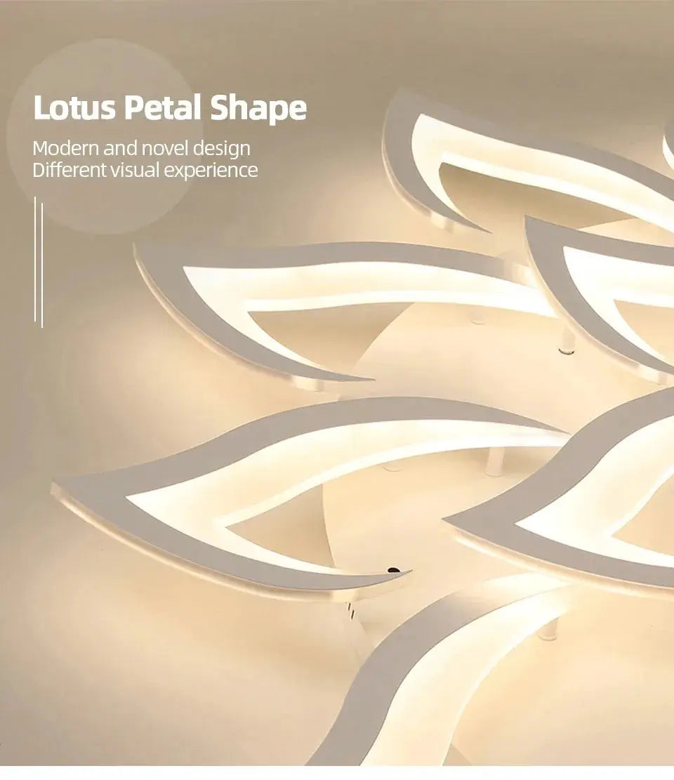 Lotus petal LED ceiling light by Simples Market, dimmable chandelier with white petal blades for living room