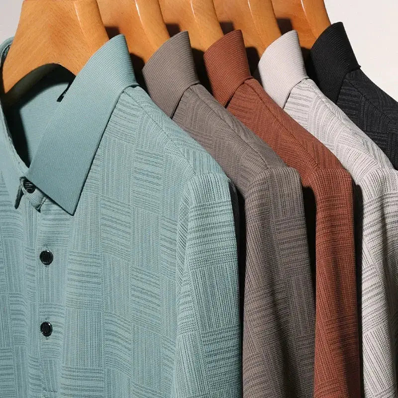 2024 Men's Printed Business Casual Short Sleeve Polo Shirt Breathable Comfortable Top For Summer