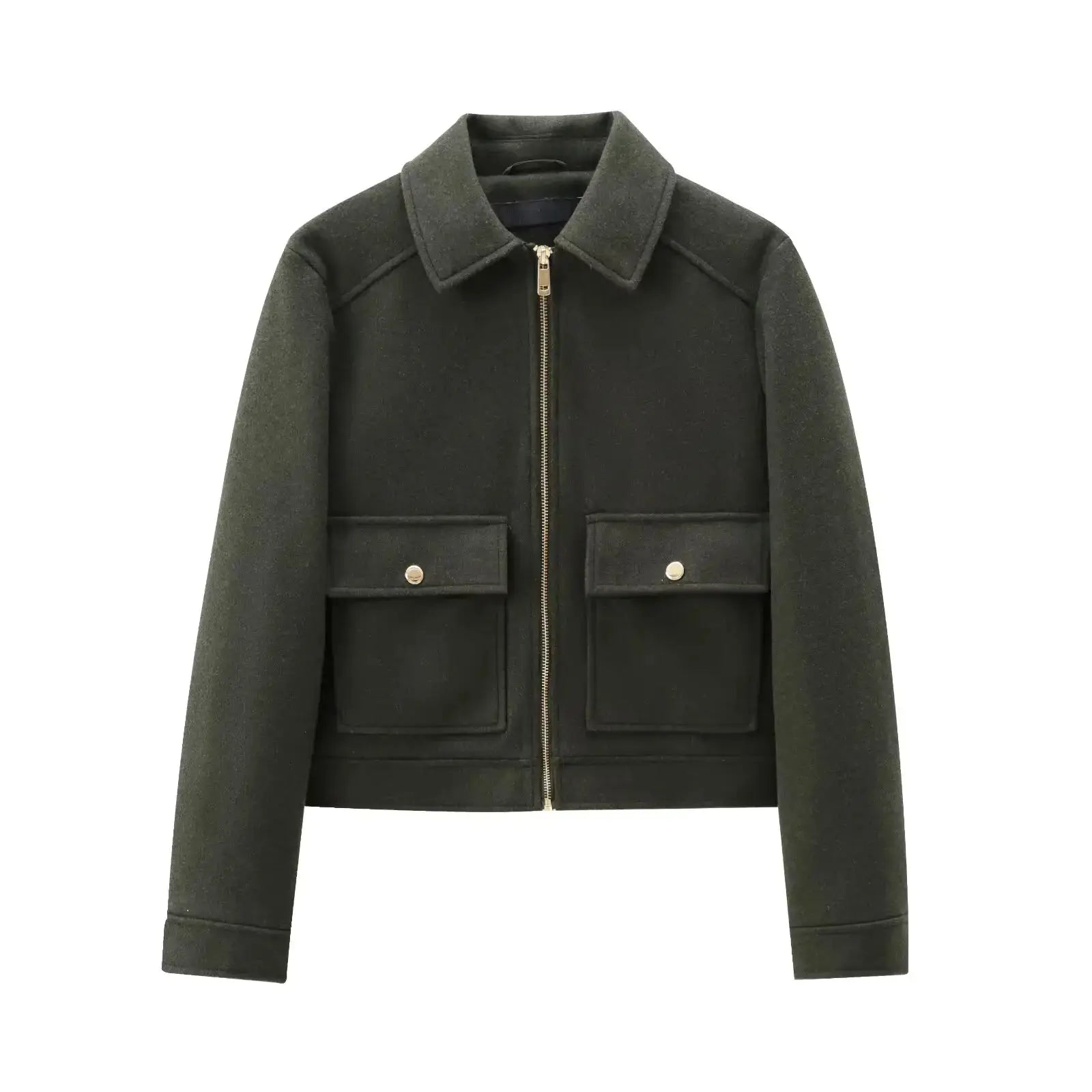 NovaWear Womens Zipper Jacket Coat With Turn Down Collar And Pockets For Elegant Streetwear Outerwear